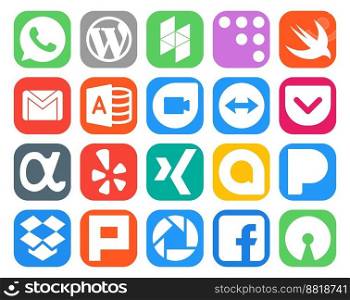 20 Social Media Icon Pack Including pandora. xing. mail. yelp. pocket