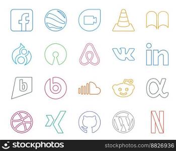 20 Social Media Icon Pack Including reddit. sound. open source. soundcloud. brightkite