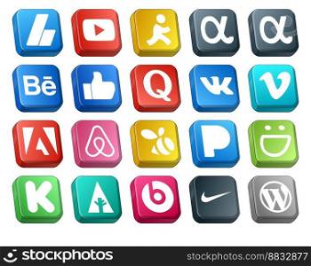 20 Social Media Icon Pack Including smugmug. swarm. quora. air bnb. video