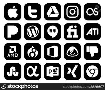 20 Social Media Icon Pack Including stumbleupon. basecamp. cms. office. amd