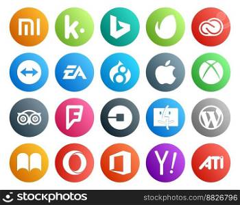 20 Social Media Icon Pack Including uber. travel. electronics arts. tripadvisor. apple