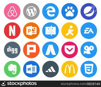 20 Social Media Icon Pack Including viddler. adwords. finder. plurk. sports