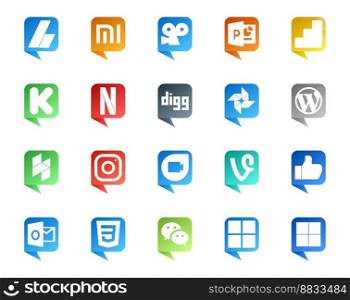20 Social Media Speech Bubble Style Logo like outlook. vine. digg. google duo. houzz