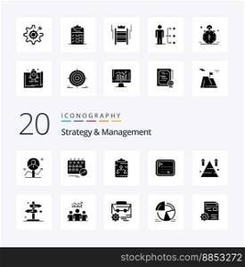 20 Strategy And Management Solid Glyph icon Pack like direction route map schedule paper network