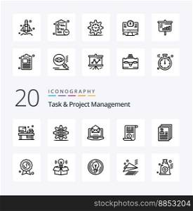 20 Task And Project Management Line icon Pack like attachment  server  open laptop