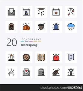 20 Thanks Giving Line Filled Color icon Pack like thanksgiving apple food loaf fall