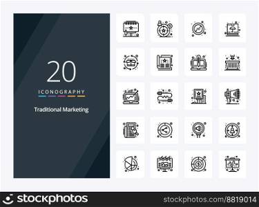 20 Traditional Marketing Outline icon for presentation