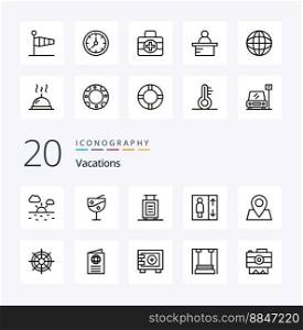 20 Vacations Line icon Pack like map  lift group