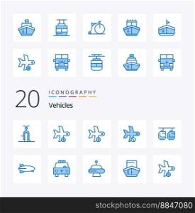 20 Vehicles Blue Color icon Pack like plane cancel transport transportation plane