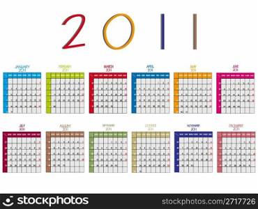 2011 calendar against white background, abstract vector art illustration