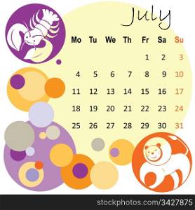 2011 calendar july with zodiac signs