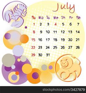 2012 calendar july with zodiac signs and united states holidays