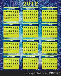 2012 Calendar On Abstract Blue Streaky Background