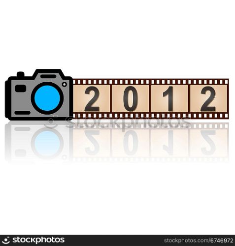 2012 New Year camera with 35mm film, vector.