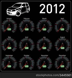 2012 year Aalendar speedometer car in vector.