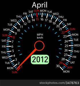 2012 year Aalendar speedometer car in vector. April.