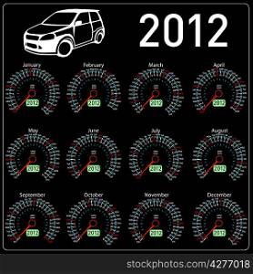 2012 year ?alendar speedometer car in vector.