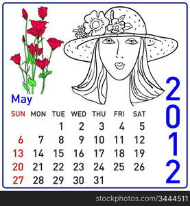 2012 year calendar in vector. May.