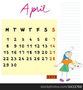 2013 april, calendar design with the inquirer student profile for international schools