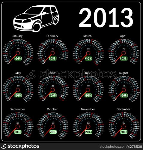 2013 year ?alendar speedometer car in vector.