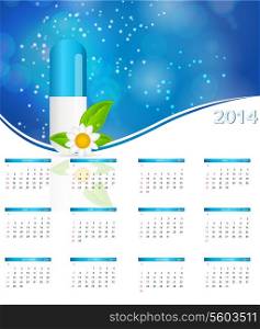 2014 new year calendar in medical style vector illustration