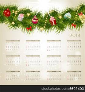 2014 new year calendar vector illustration.