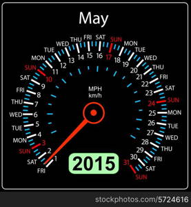 2015 year calendar speedometer car in vector. May.
