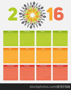 2016 New Year Calendar on Abstract Mobile Phone Vector Illustration EPS10. New Year Calendar 2016 on Abstract Mobile Phone Vector