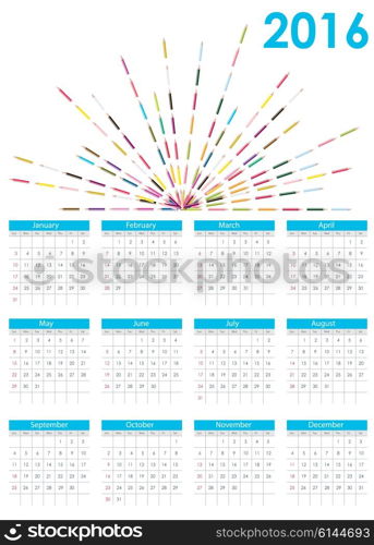 2016 New Year Calendar Vector Illustration EPS10. Calendar 2016 New Year. Vector Illustration