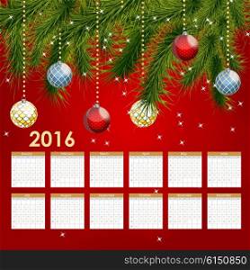 2016 New Year Calendar Vector Illustration EPS10. New Year Calendar 2016 Vector Illustration
