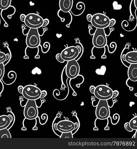 2016 New year. Chinese Animal astrological sign, Monkey. Seamless Hand drawn Vector background