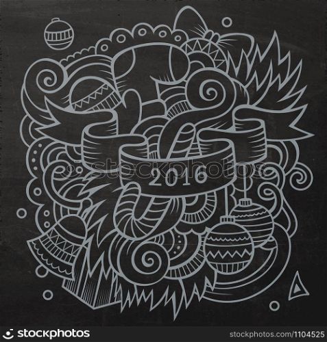 2016 New year doodles elements background. Vector chalkboard illustration. 2016 New year doodles elements background. Vector chalkboard