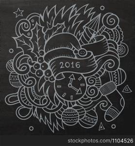 2016 New year doodles elements background. Vector chalkboard illustration. 2016 New year doodles elements background. Vector chalkboard