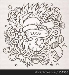 2016 New year doodles elements background. Vector sketchy illustration. 2016 New year doodles elements background