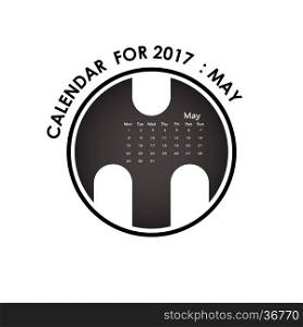 2017 calendar vector design stationery template.Calendar for may 2017.Vector illustration.