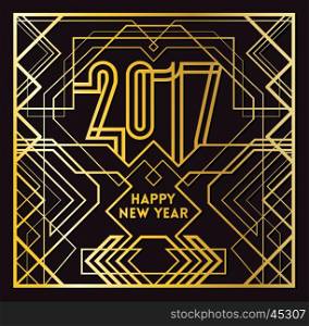 2017 Greeting Card in Art Deco Gold Style