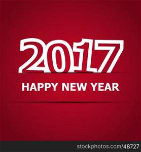 2017 Happy New Year on red background, stock vector