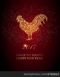 2017 New Year background with rooster symbol. Vector.