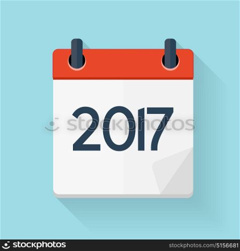 2017 New Year Calendar Flat Daily Icon Template. Vector Illustration Emblem. Element of Design for Decoration Office Documents and Applications. Logo of Day, Date, Time, Month and Holiday. EPS10. New Year Calendar Flat Daily Icon Template. Vector Illustra