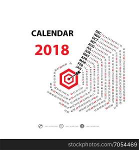 2018 Calendar Template.Hexagon shape calendar.Vector design stationery template.Flat style color vector illustration.Yearly calendar template.Calendar 2018 Set of 12 Months.