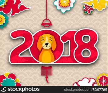 2018 Chinese New Year Banner, Earthen Dog, Eastern Poster. 2018 Chinese New Year Banner, Earthen Dog, Eastern Poster - Illustration Vector