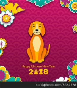 2018 Chinese New Year Banner, Earthen Dog, Paper Colorful Cutting Pattern. 2018 Chinese New Year Banner, Earthen Dog, Paper Colorful Cutting Pattern - Illustration Vector