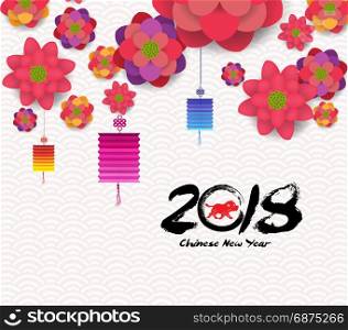 2018, dog, lantern, new, year, flower, vector, japan, oriental, blooming, background, lunar, element, design, sakura, graphic, pink, mandarin, spring, symbol, card, word, asia, china, wallpaper, greeting, decoration, floral, ornament, chinese, culture, template, celebration, blossom, typography, traditional, abstract, season, illustration, three, cherry, dimensional, clip, prosperous, paper, banner, religion, language, art, peony, prosperity, pattern, japanese, asian;