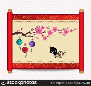 2018, dog, scroll, asian, oriental, stamp, ink painting, chinese, concept, vector, sign, kanji, culture, symbol, clip art, festive, character, graphic, element, hand-writing, chinese new year, traditional, idea, wave, religious, ink, brush stroke, illustration, rabbit calligraphy, brush, new year, writing, tradition, greet, design, festival, year of rabbit, seal, banner, religion, rabbit year, clip-art, art, stroke, artistic, calligraphy, animal, eps10;