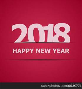 2018 Happy New Year on red background, stock vector