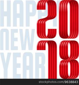 2018 happy new year red ribbon on white background