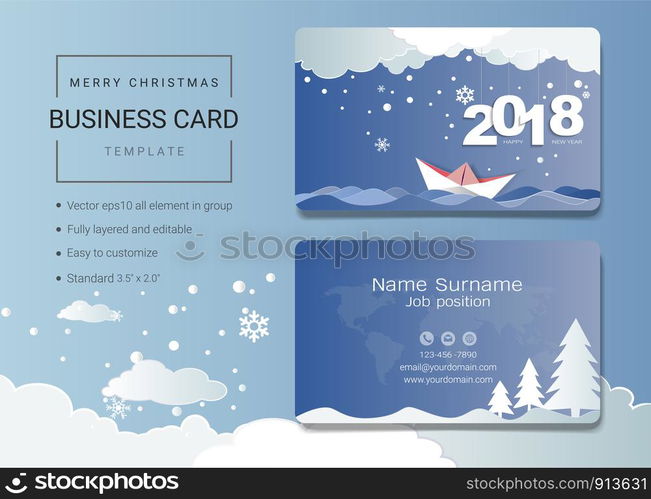 2018 Merry Christmas name card design template