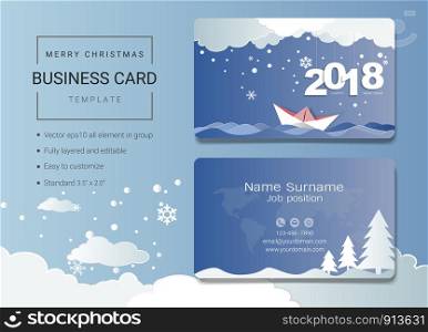 2018 Merry Christmas name card design template