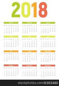 2018 New Year Calendar Vector Illustration EPS10