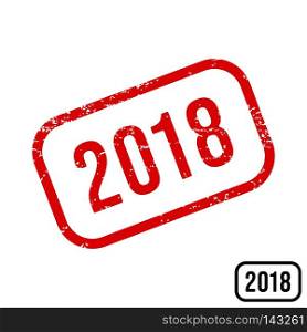 2018 rubber stamp with grunge texture design. Vector illustration.. 2018 New year rubber stamp with grunge texture design